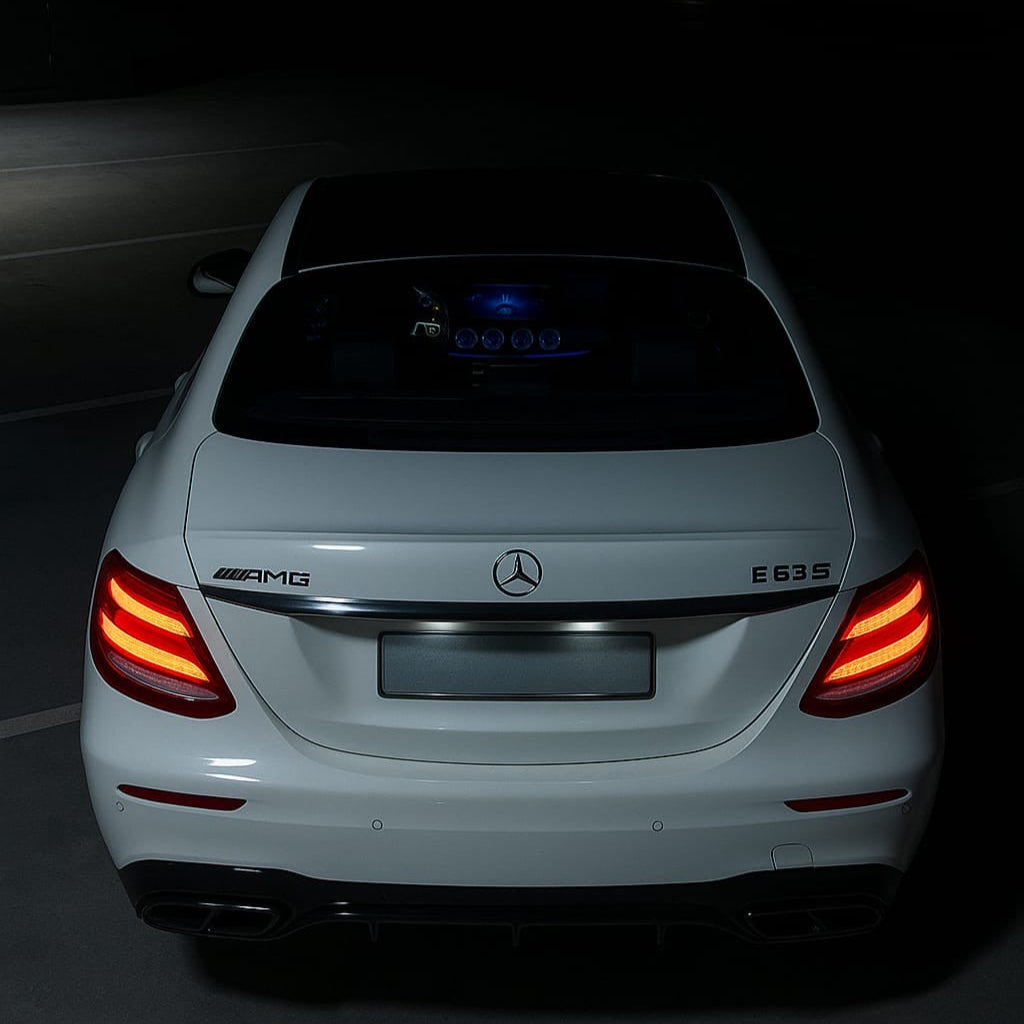 Mercedes-Benz car with visible logo on a dark background